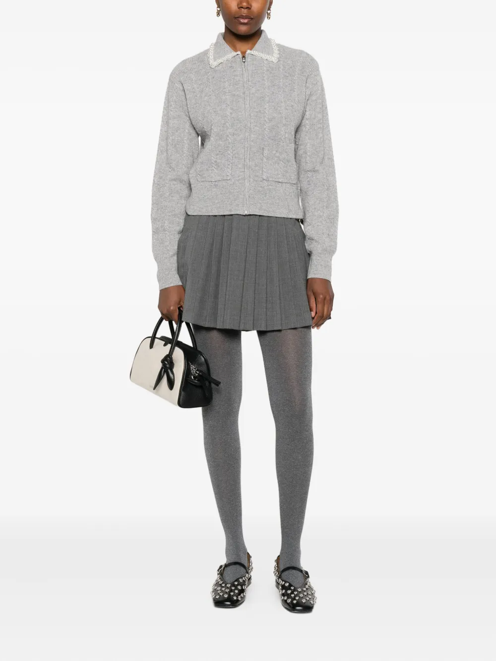 SANDRO pleated buckle skorts - Grijs