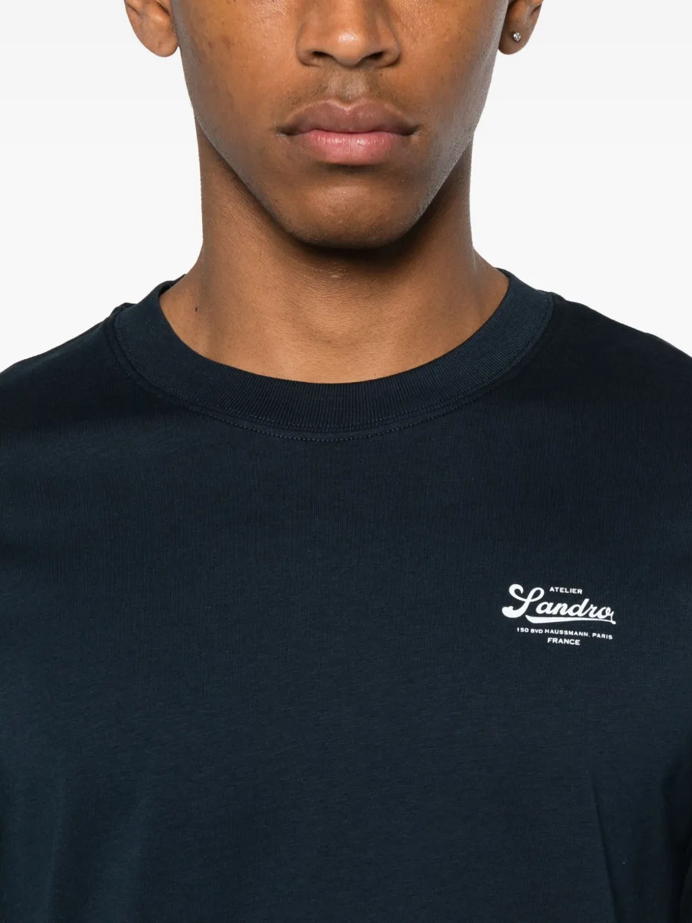 SANDRO T-shirt met logoprint met ronde hals Blauw