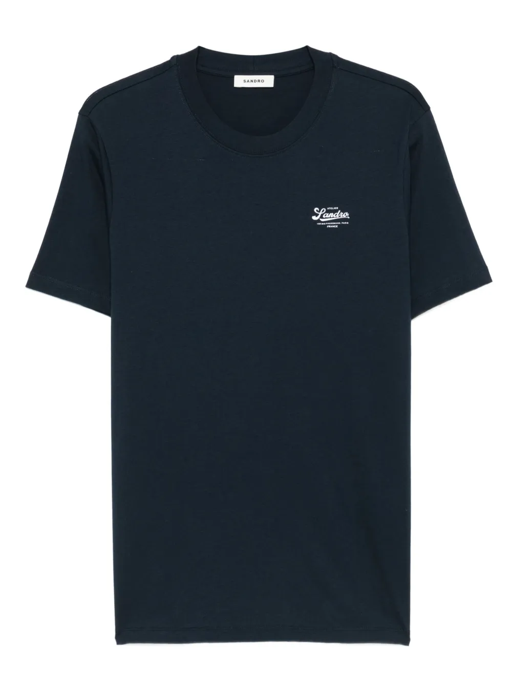 SANDRO T-shirt met logoprint met ronde hals Blauw