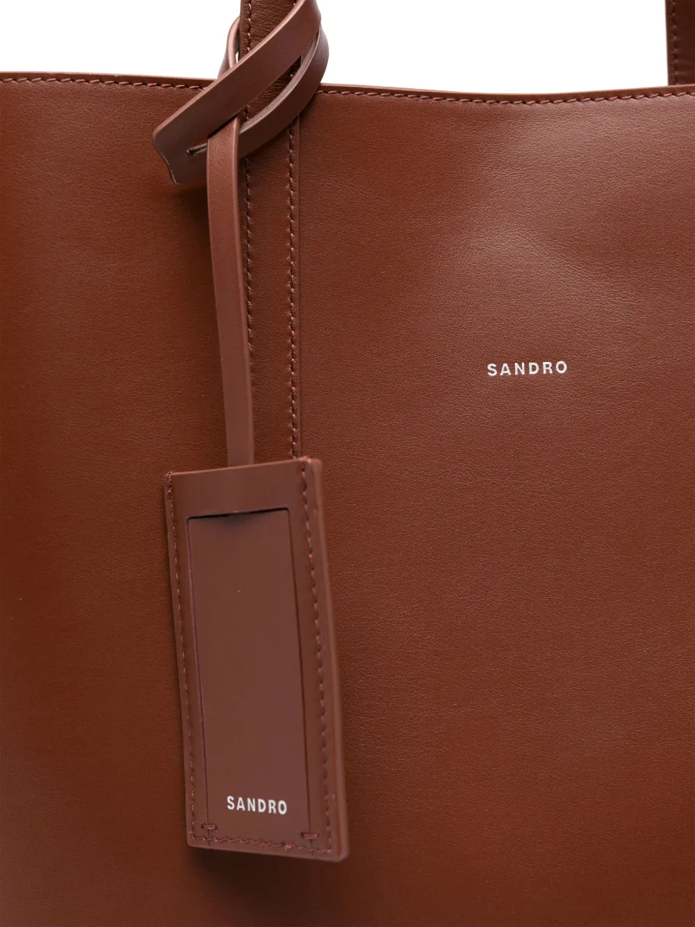 SANDRO Leren shopper Bruin