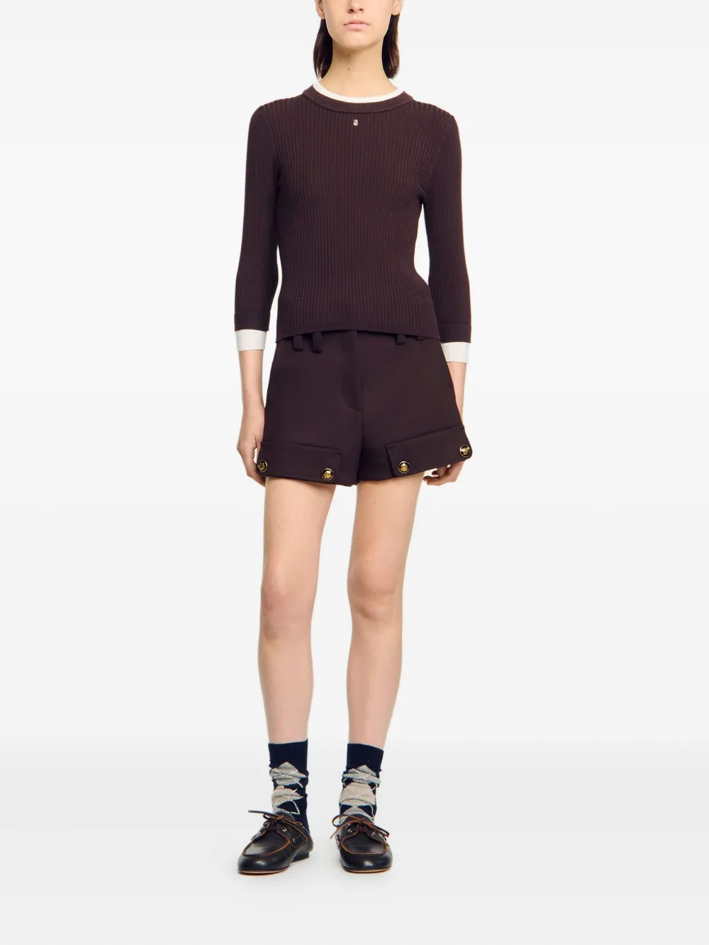 Sandro Geripptes Oberteil In Brown