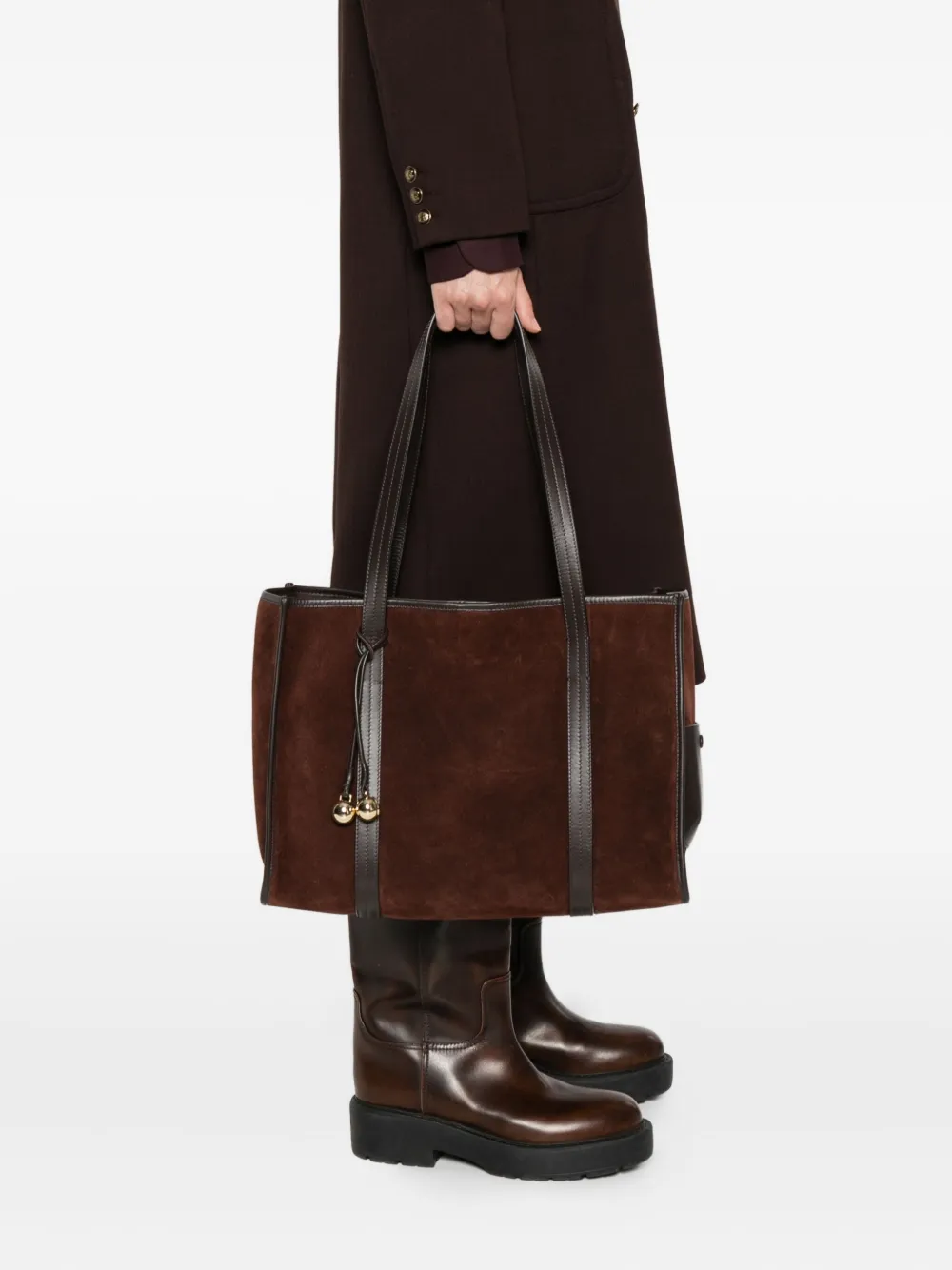 SANDRO Shopper met suède afwerking - Bruin