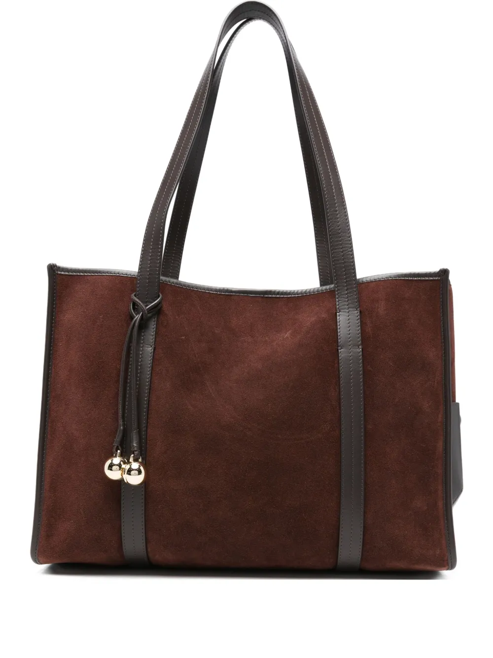 Sandro Suede Leather-trimmed Tote Bag In Brown