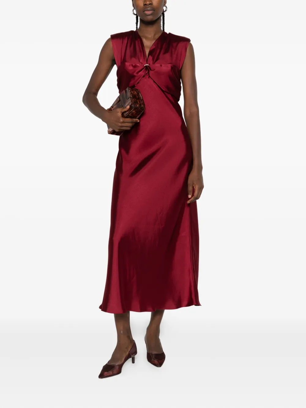 SANDRO Midi-jurk met V-hals - Rood