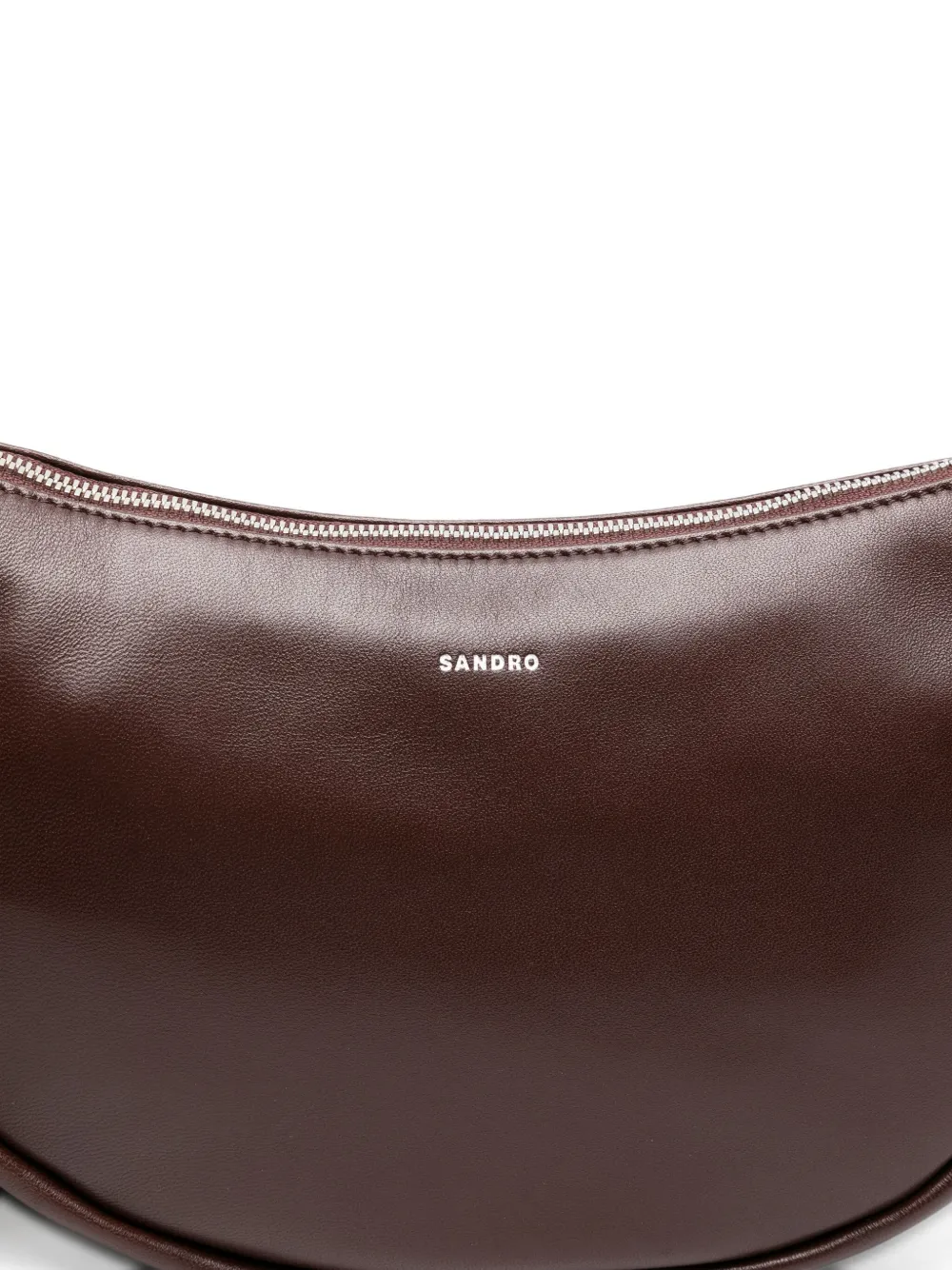 SANDRO Leren schoudertas met bandje Bruin