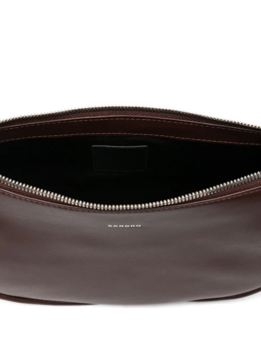 SANDRO Leren schoudertas met bandje Bruin