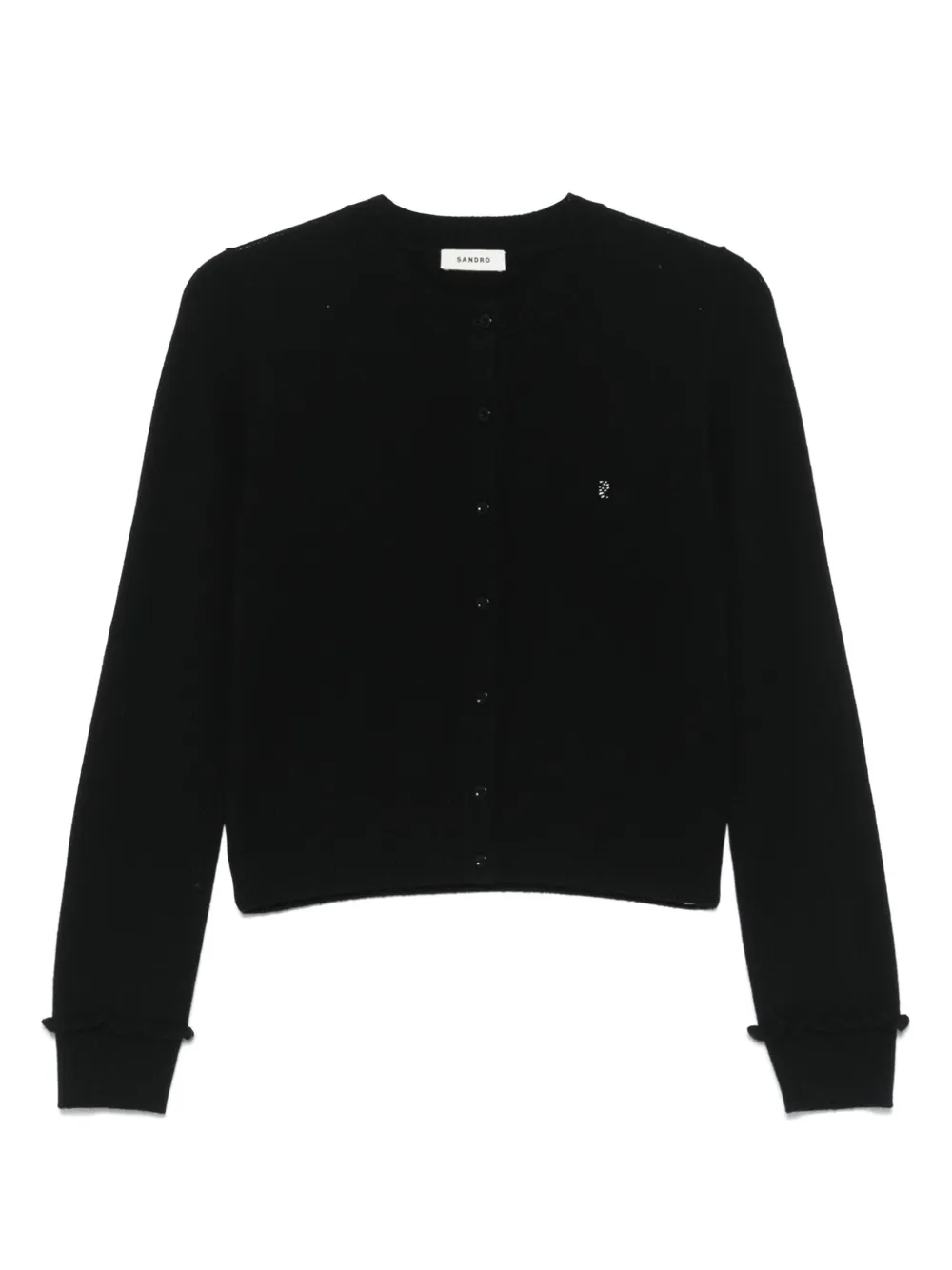 SANDRO ruffle-trim cardigan | Black | Image 1