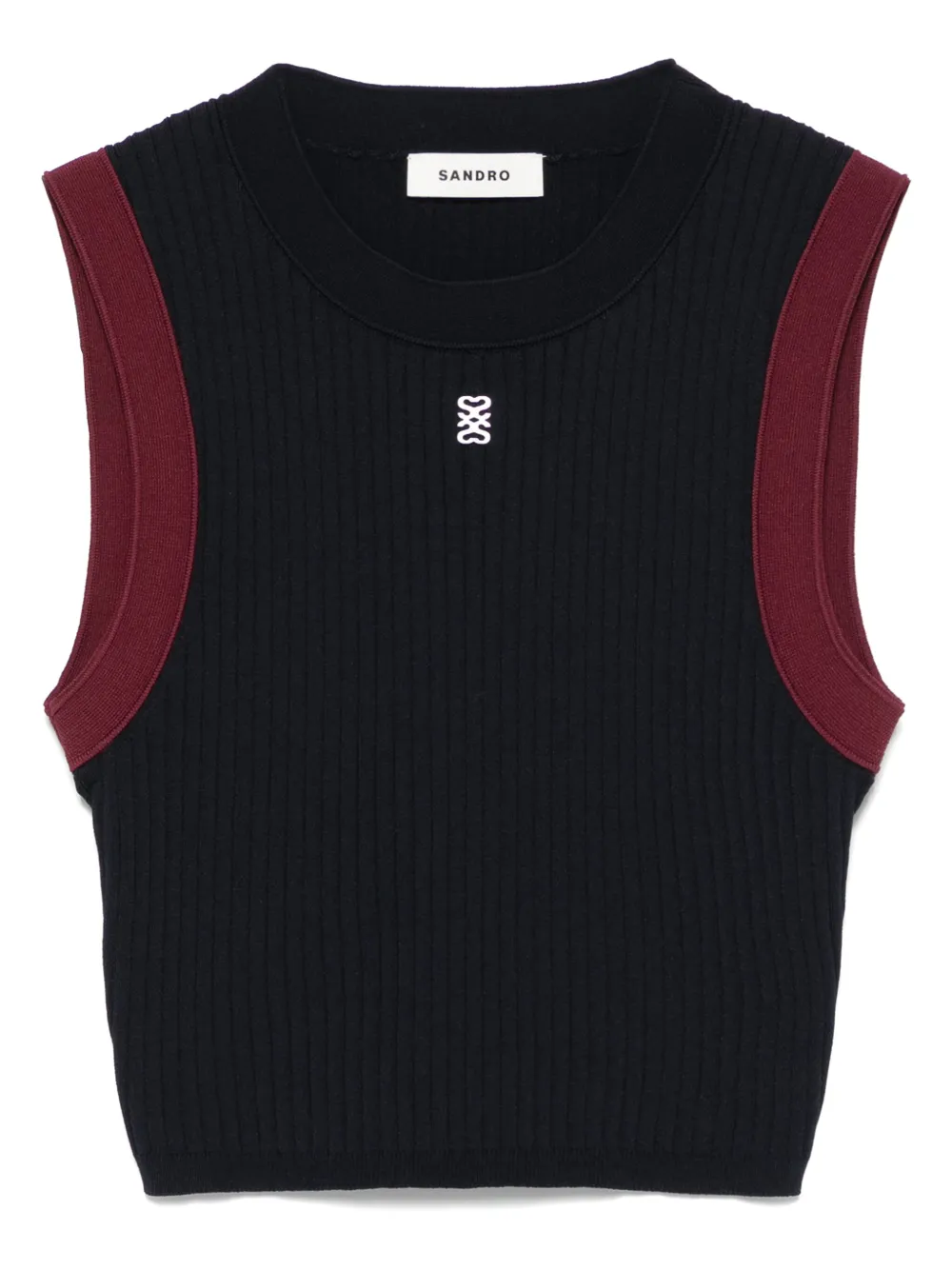 SANDRO Geribbelde top Blauw