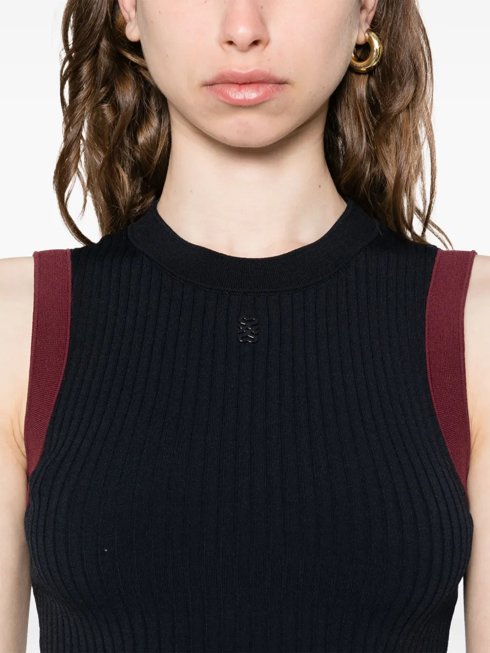 SANDRO Geribbelde top Blauw