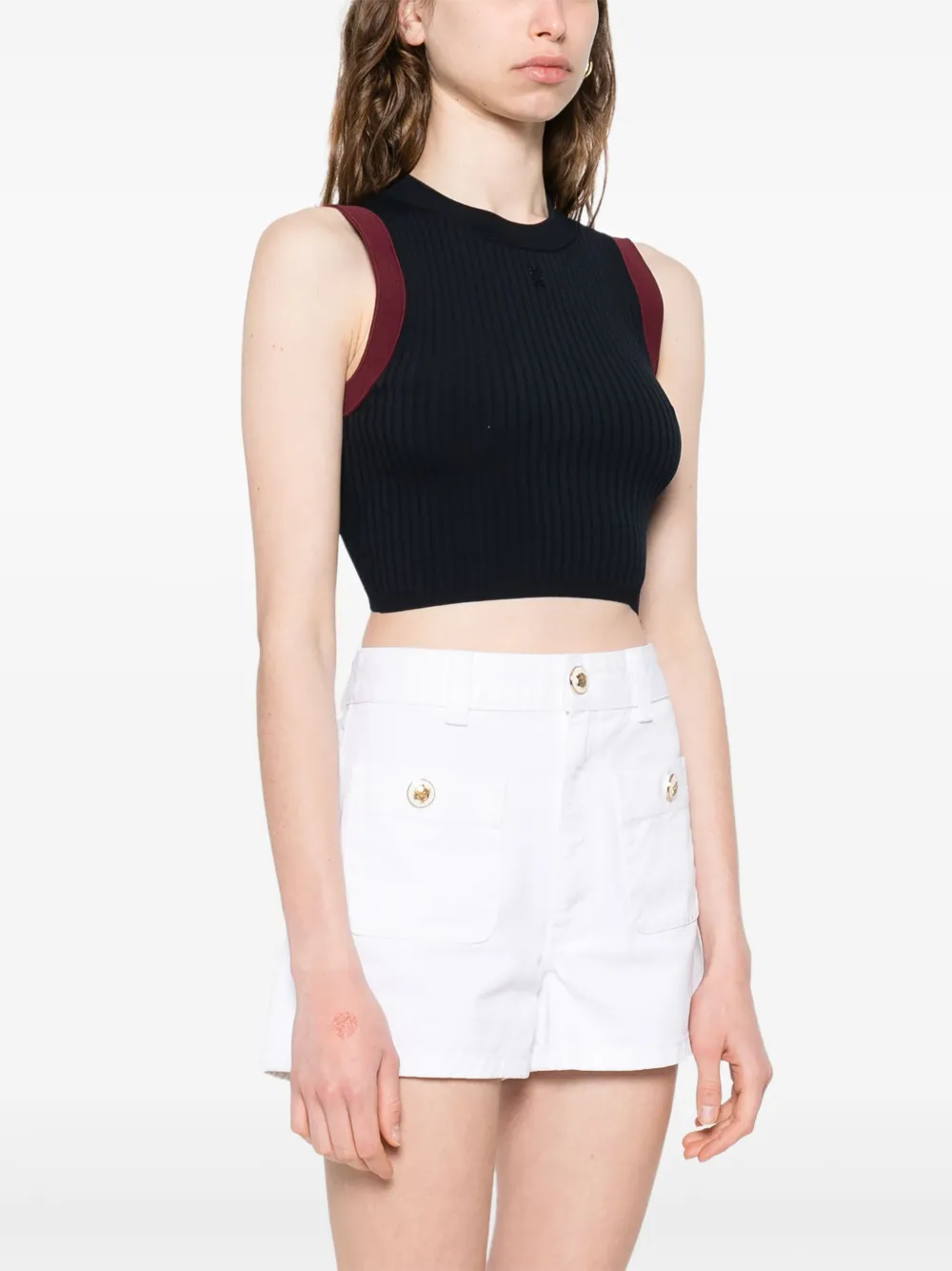 SANDRO Geribbelde top Blauw