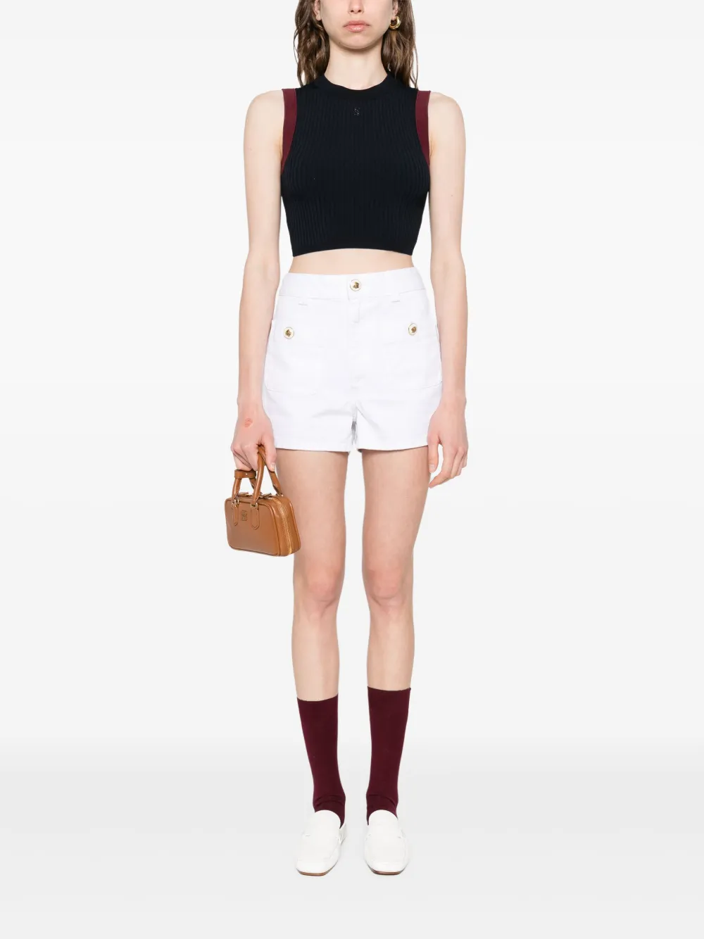 SANDRO Geribbelde top Blauw