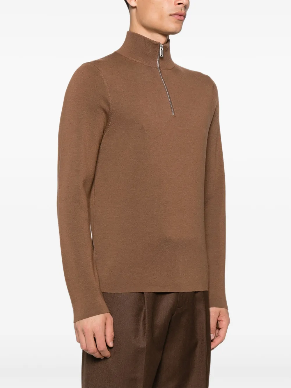 SANDRO Sweater met rits Bruin