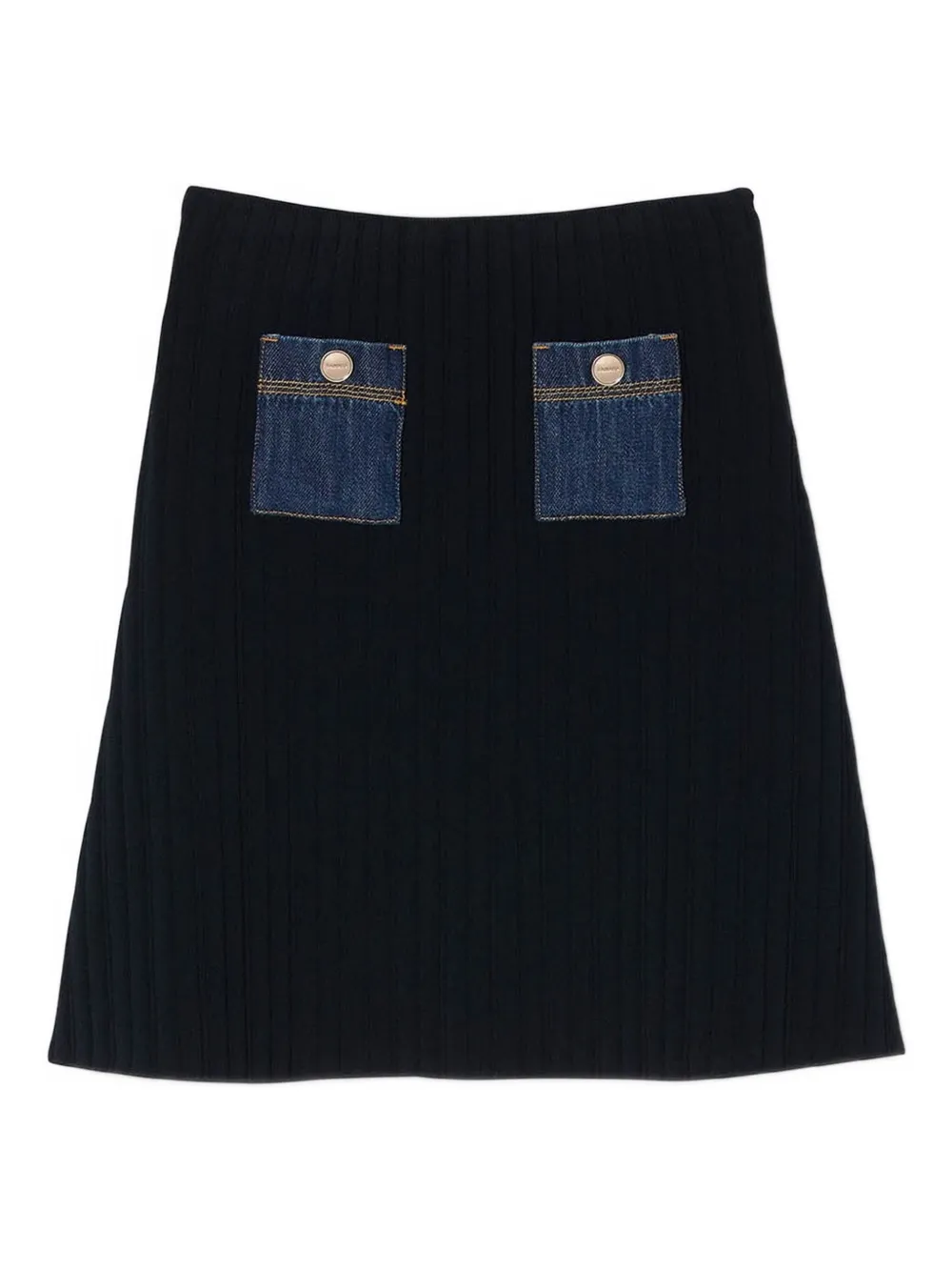 SANDRO Geribbelde rok met denim zak Blauw