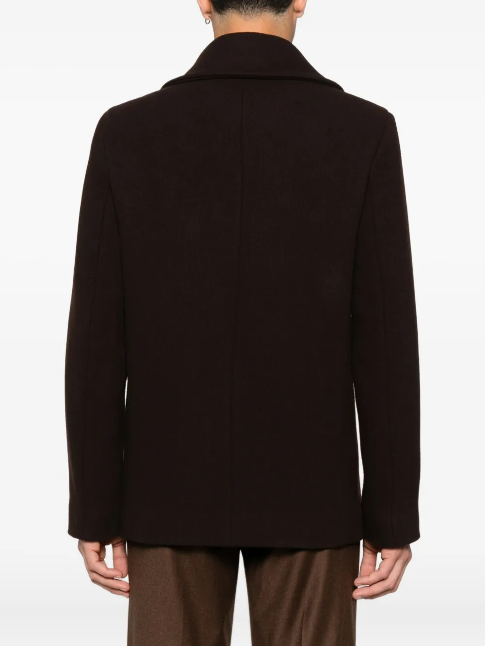 Sandro Double-breasted Wool Peacoat In Brown