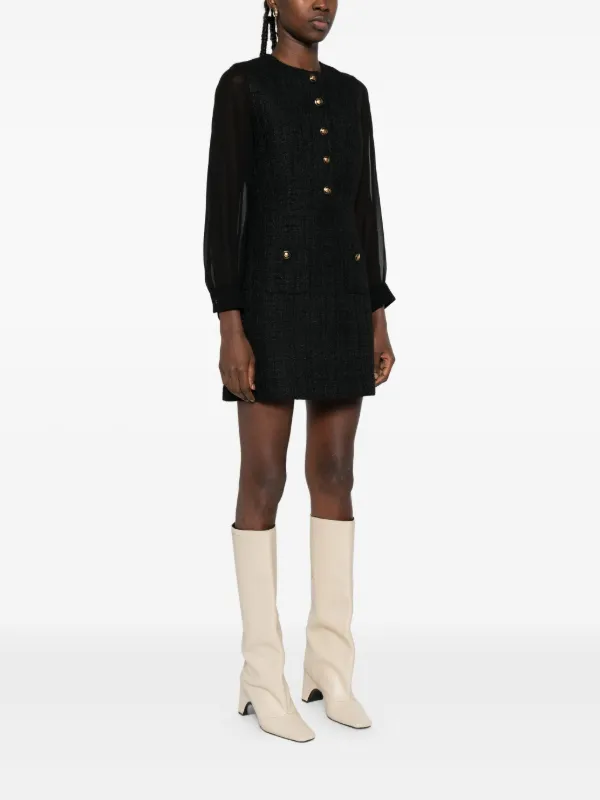 SANDRO button-detailed Tweed Mini Dress | Black | FARFETCH ZA