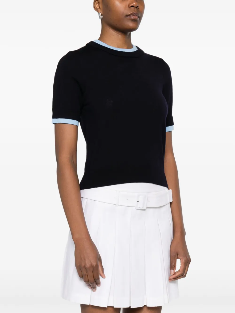 SANDRO T-shirt met contrasterende afwerking Blauw