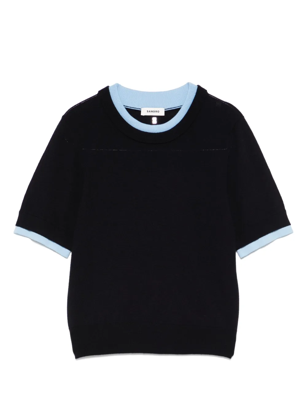 SANDRO T-shirt met contrasterende afwerking Blauw