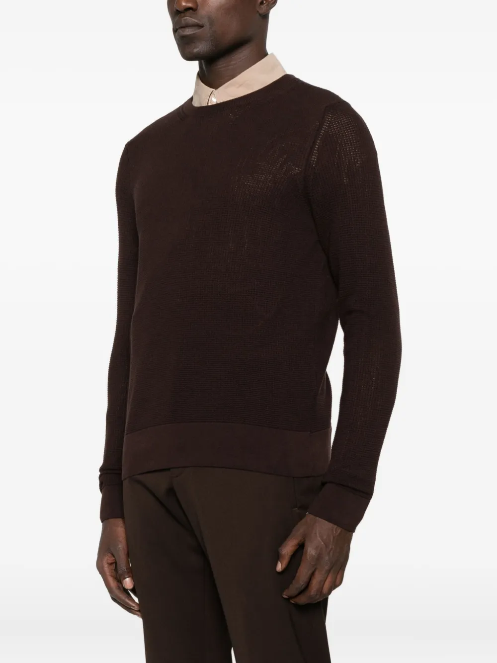 SANDRO Trui met ronde hals en stiksel Bruin