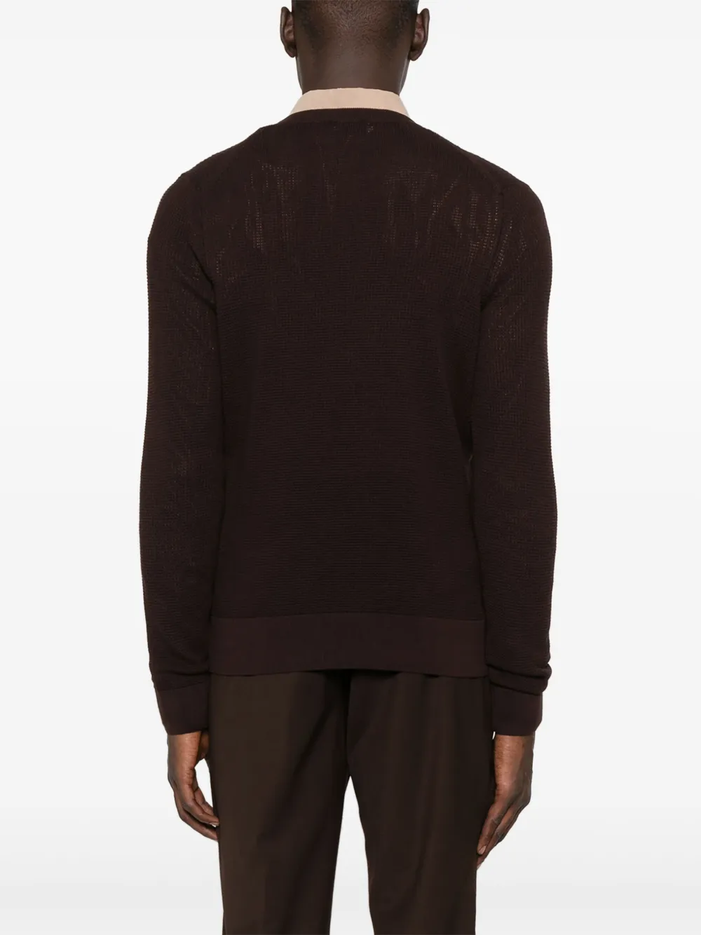 SANDRO Trui met ronde hals en stiksel Bruin