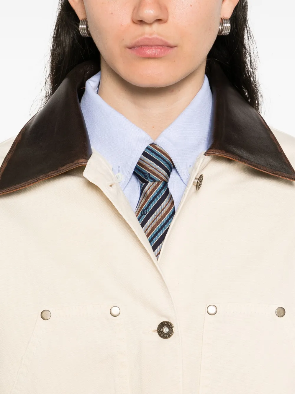 SANDRO Jack met contrasterende kraag Beige