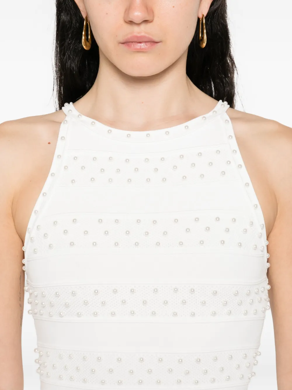 SANDRO Maxi-jurk verfraaid met parel Beige