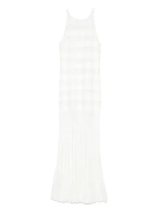 SANDRO pearl-embellished Maxi Dress | Neutrals | FARFETCH SG