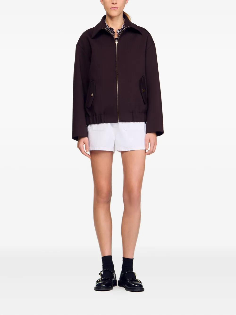 SANDRO zip-fastening elasticated-hem jacket | Varsity Jackets | Image 2