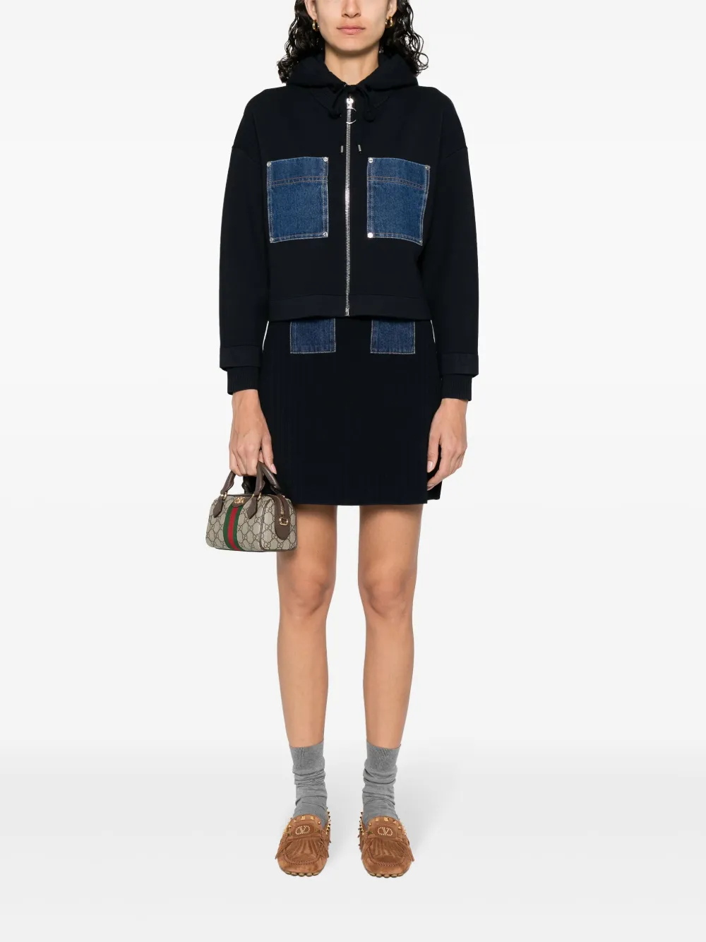 SANDRO Hoodie met rits - Blauw