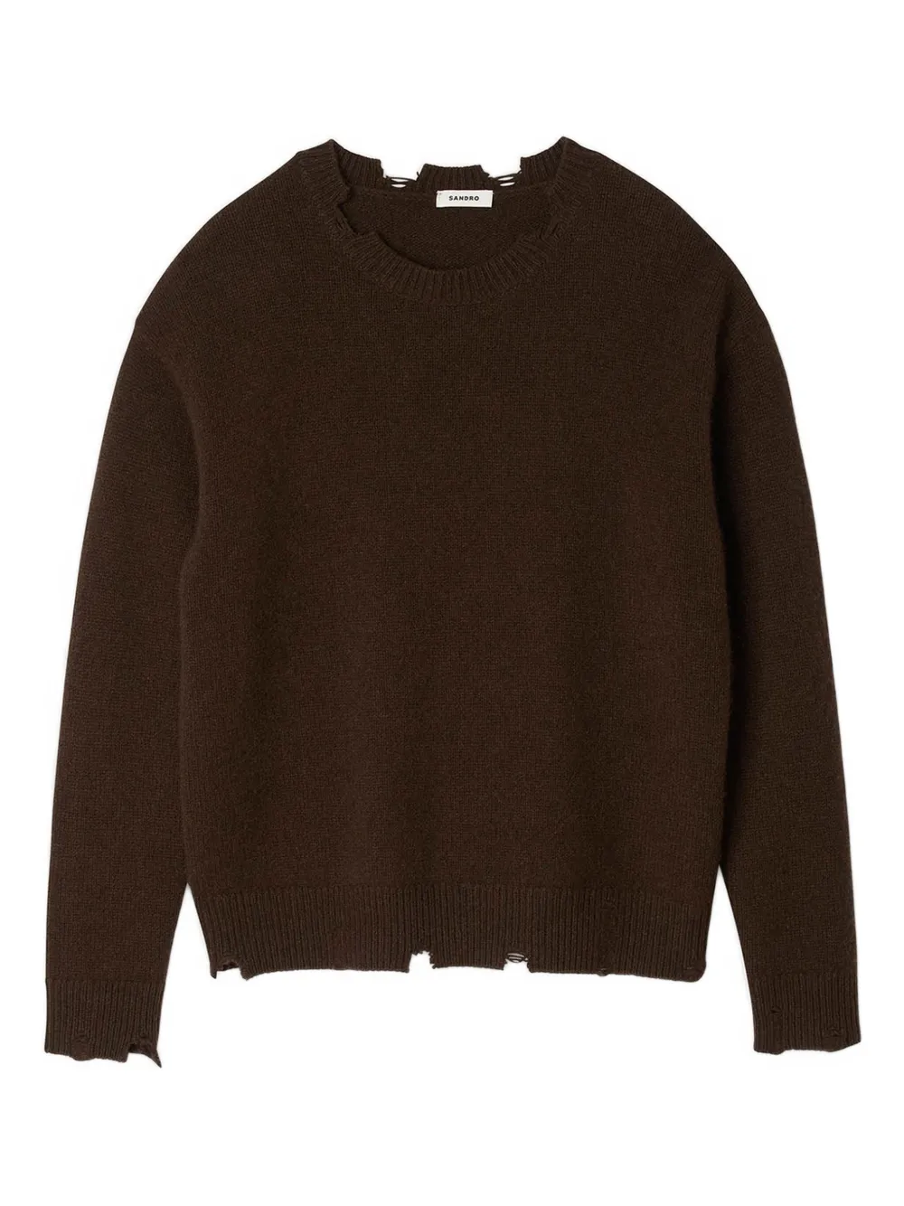 SANDRO frayed-hem wool sweater | Brown | Image 1