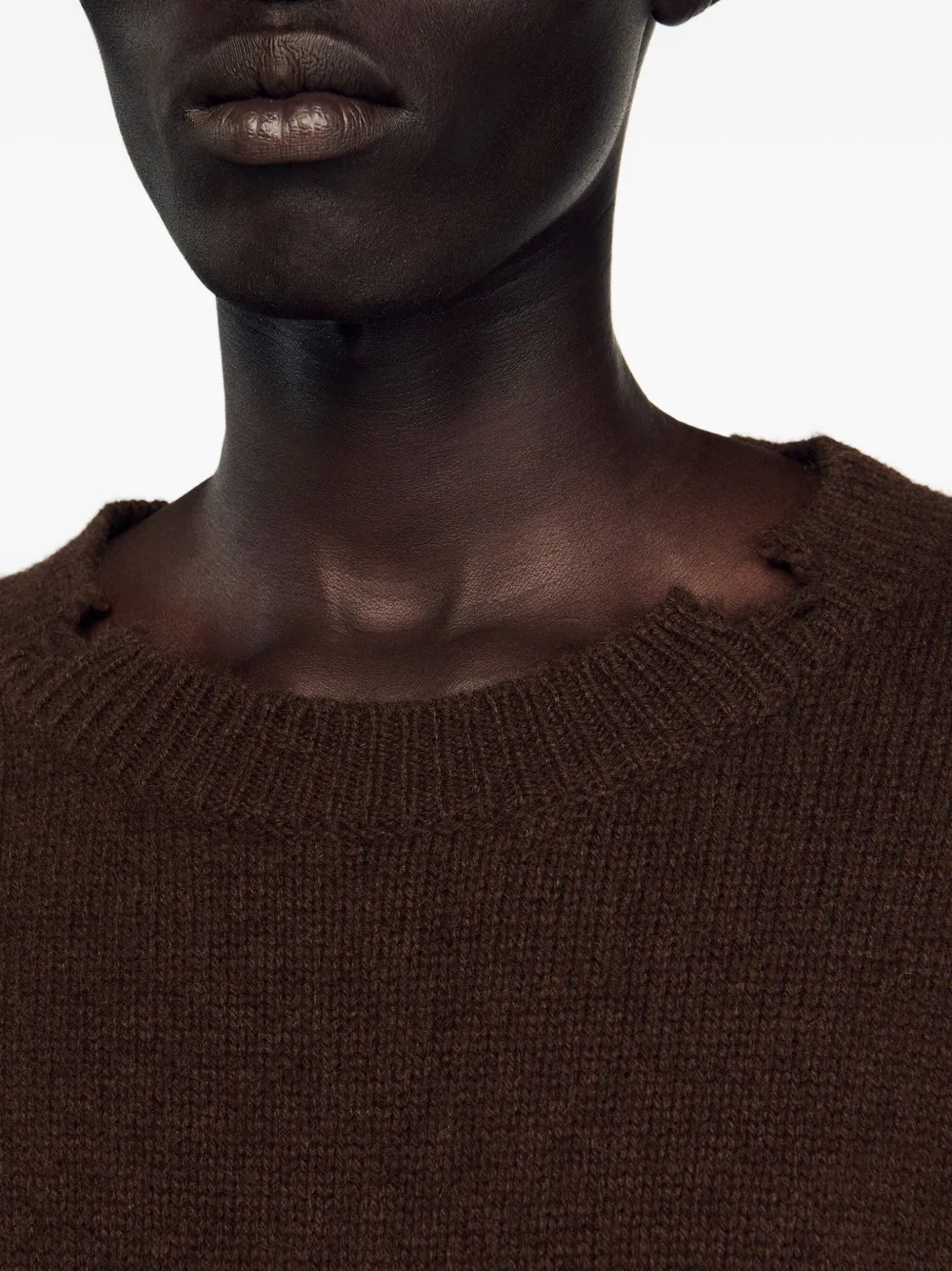 SANDRO Wollen trui met franje afwerking Bruin