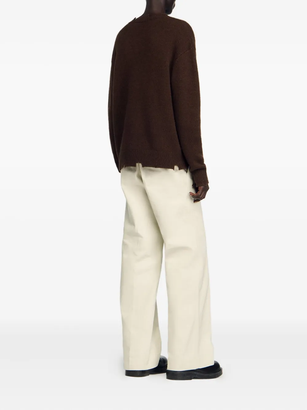 SANDRO Wollen trui met franje afwerking Bruin