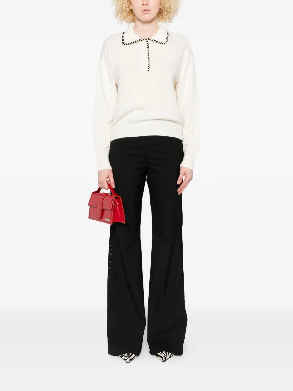 SANDRO Polotop met gevlochten afwerking - Beige