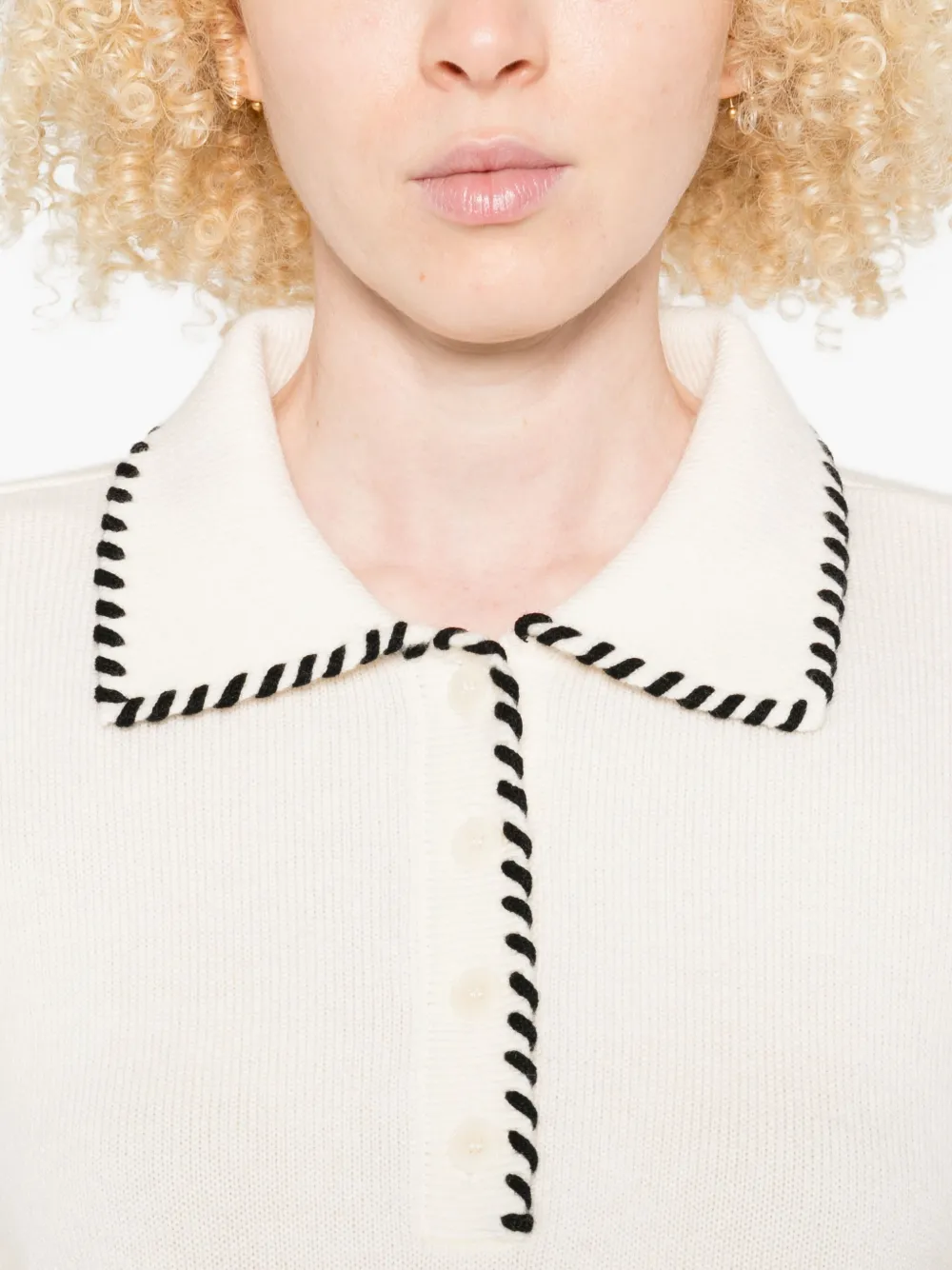 SANDRO Polotop met gevlochten afwerking Beige