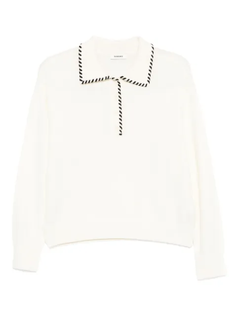 SANDRO braided-trims polo top