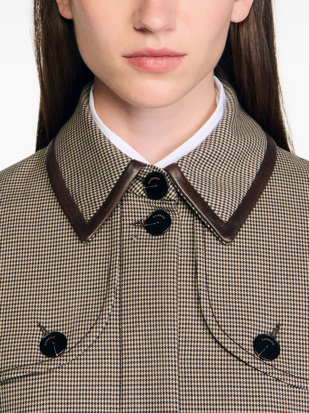 Sandro Pleated-panel Single-breasted Coat In Multi