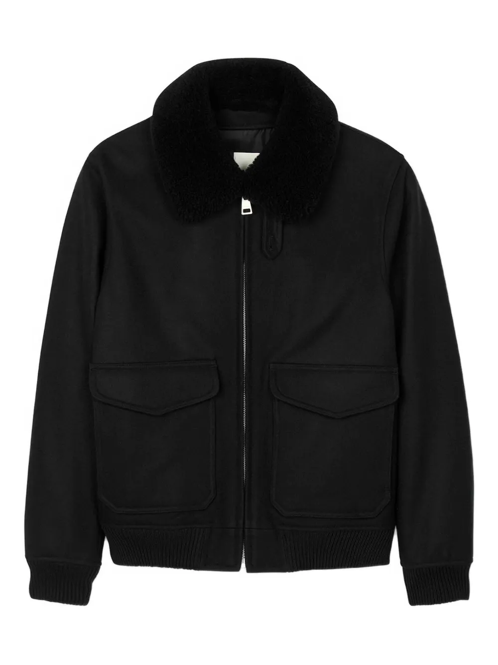 SANDRO shearling-collar jacket | Black | Image 1