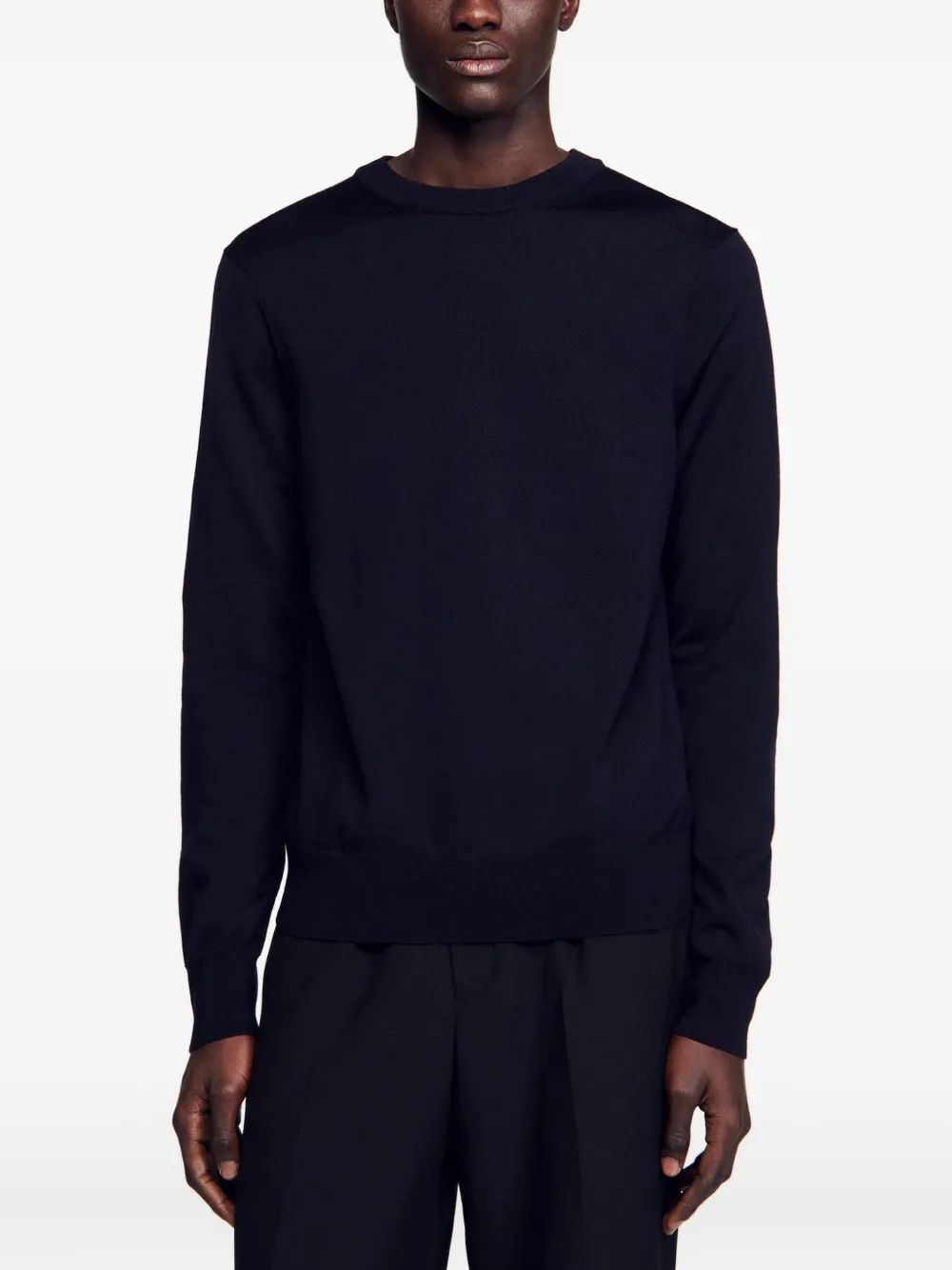 SANDRO Wollen trui met ronde hals Blauw