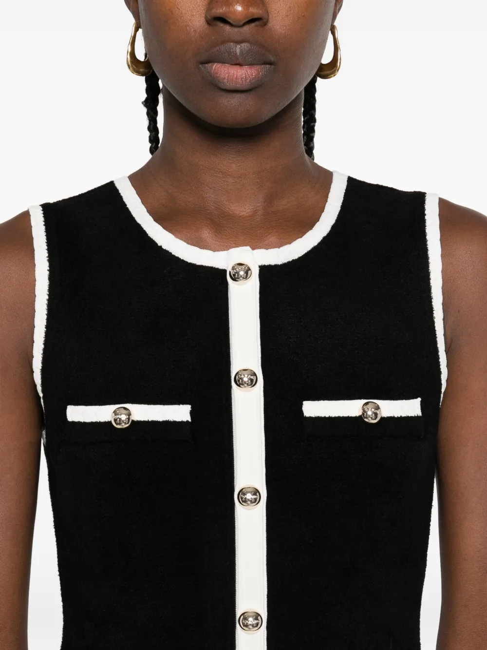 SANDRO Mouwloze mini-jurk met knoopdetail Zwart