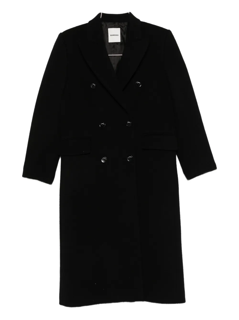 SANDRO Cappotto doppiopetto in misto lana - Nero