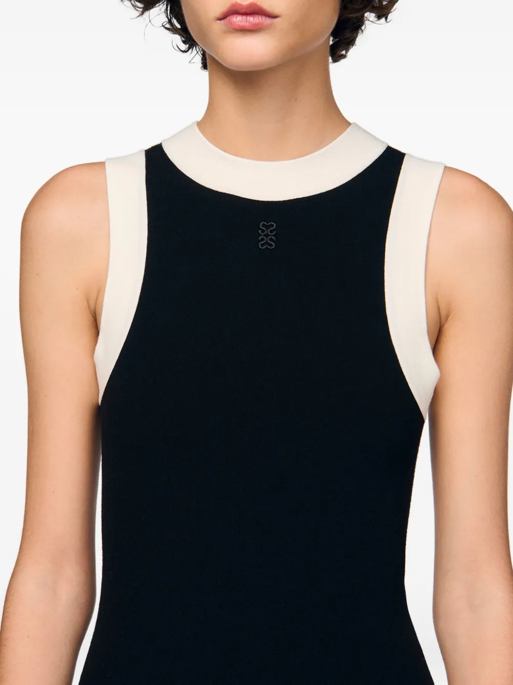 SANDRO two-tone knit body Zwart