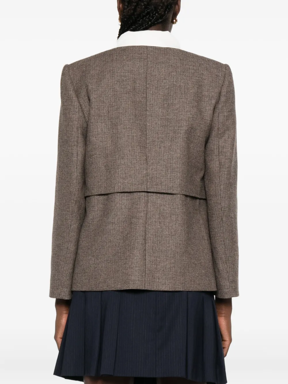 SANDRO Jack met afneembare kraag en pied-de-poule print Bruin