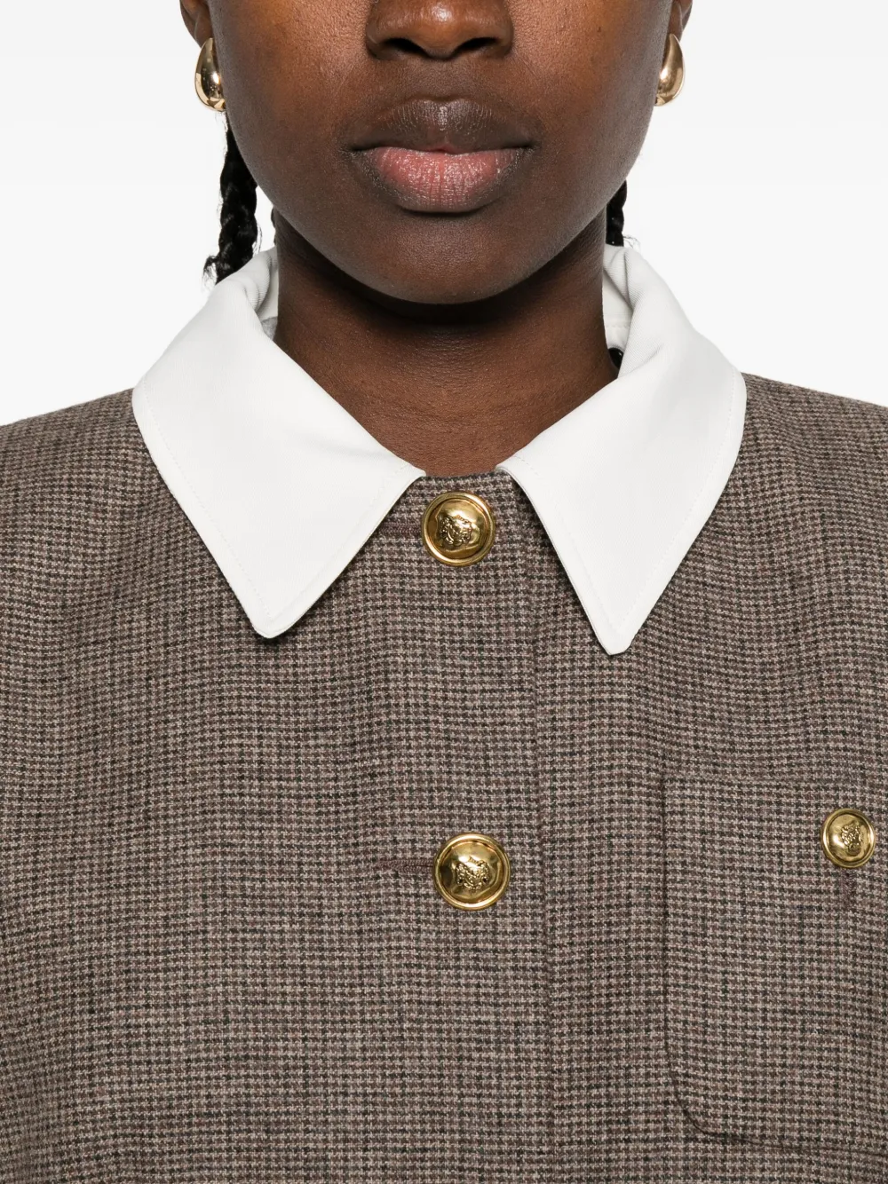 SANDRO Jack met afneembare kraag en pied-de-poule print Bruin