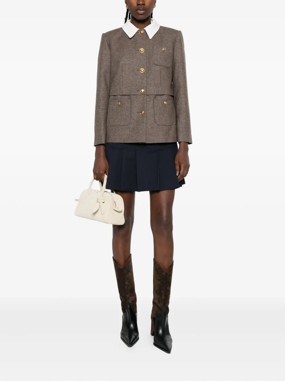 SANDRO houndstooth detachable-collar jacket | Tweed Jackets | Image 2