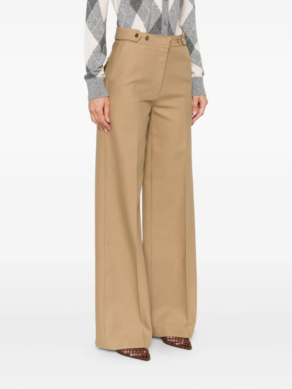 SANDRO Broek met wijde pijpen Beige