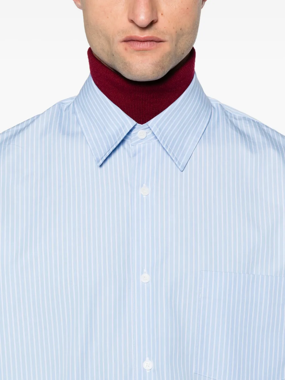 SANDRO Gestreept katoenen overhemd Blauw