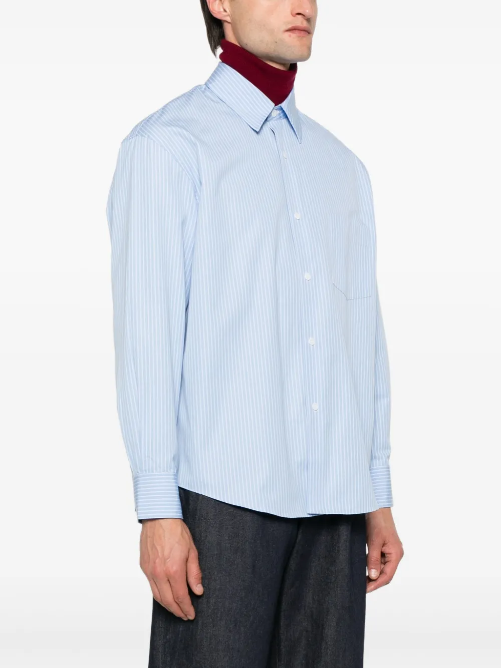 SANDRO Gestreept katoenen overhemd Blauw