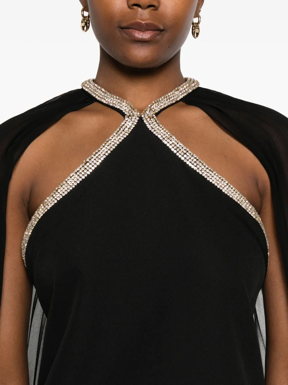 SANDRO Mini-jurk verfraaid met geplooide cape Zwart