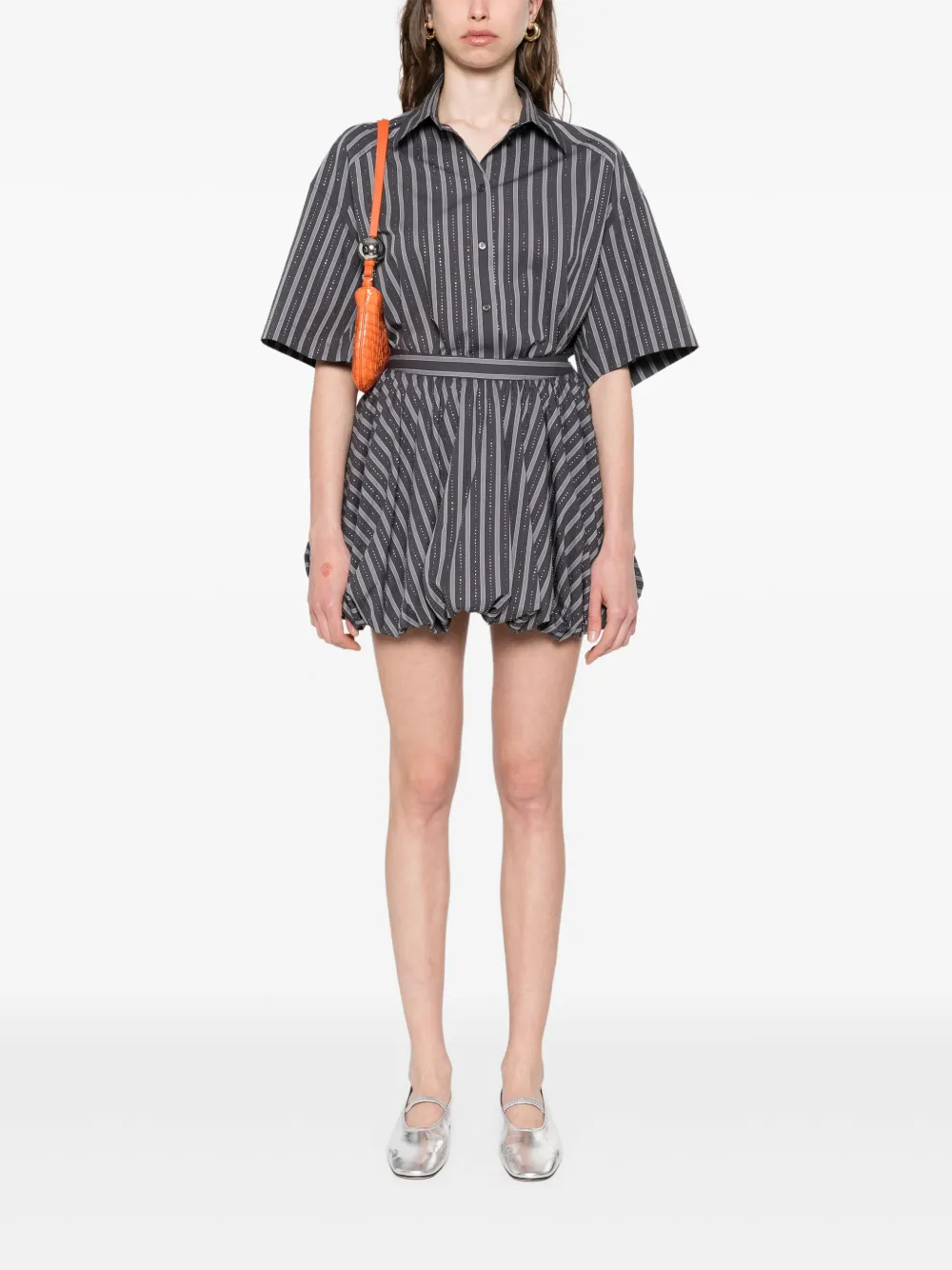 SANDRO Gestreepte mini-rok Grijs