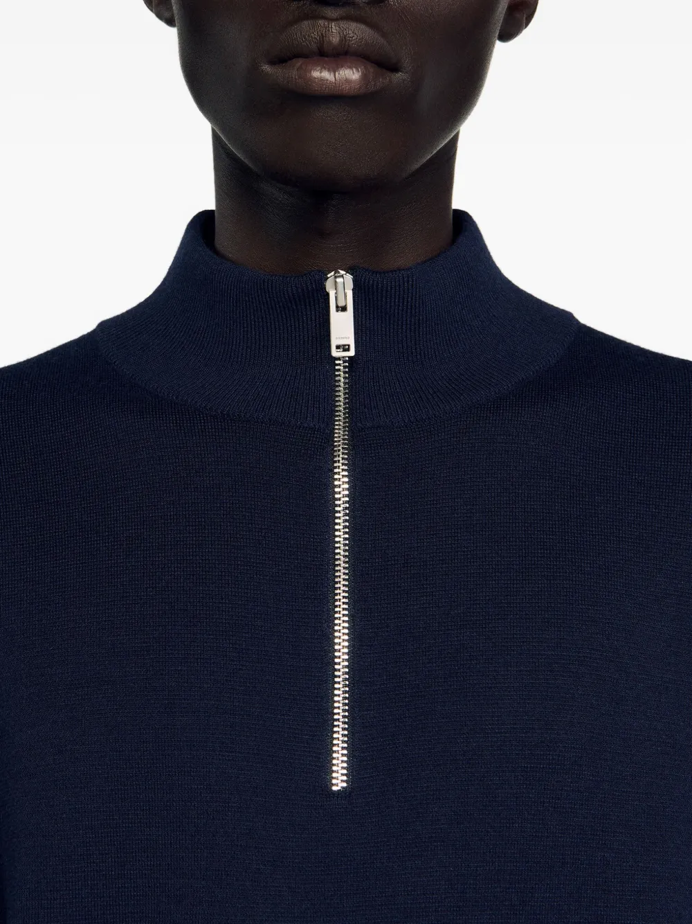 SANDRO Trui met opstaande kraag en rits Blauw