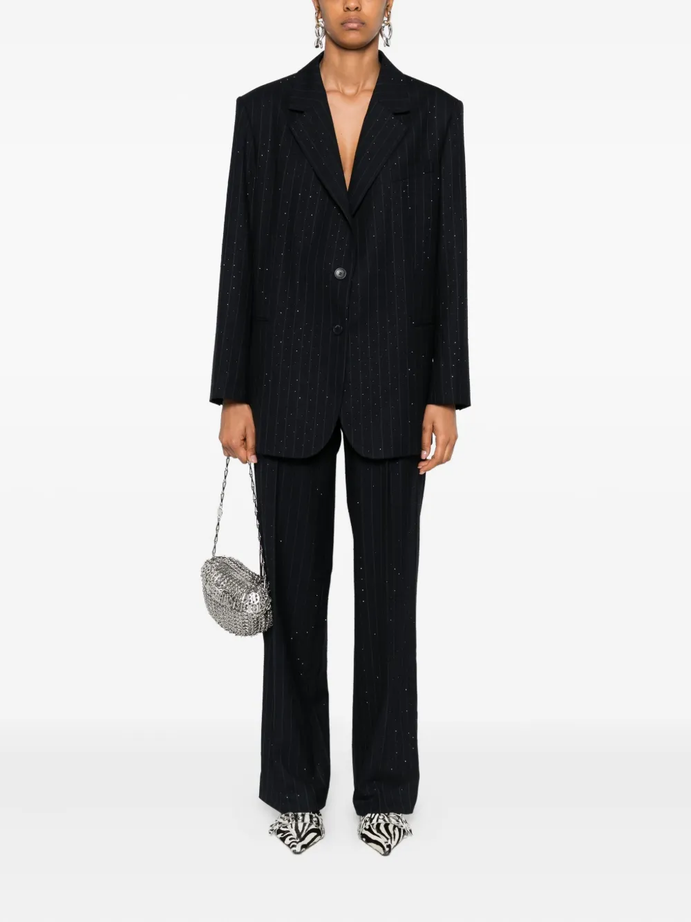 SANDRO Metallic broek met krijtstreep - Blauw